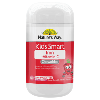 佳思敏 nature's way kids 鐵+維他命c咀嚼片 50粒 草莓味 (平行進口)
