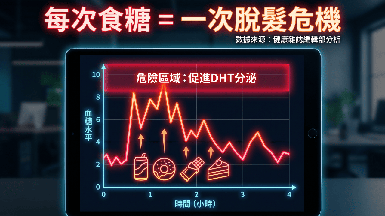 血糖急升圖表：每次食糖等於一次脫髮危機