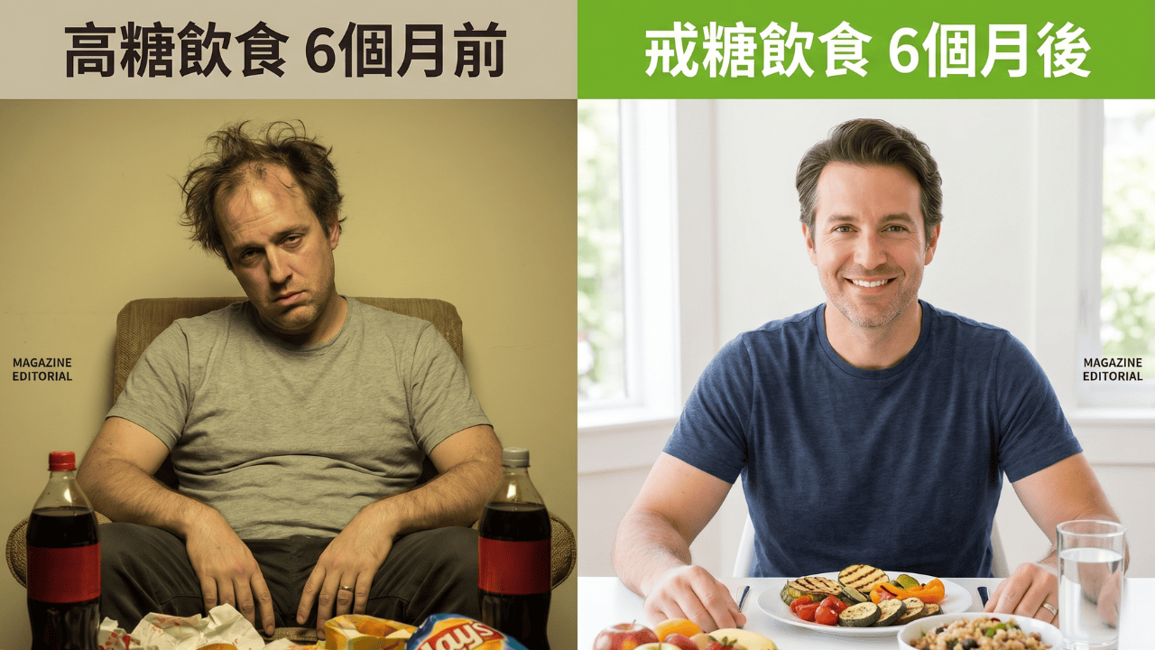 飲食改變對比：高糖飲食6個月前 vs 戒糖飲食6個月後