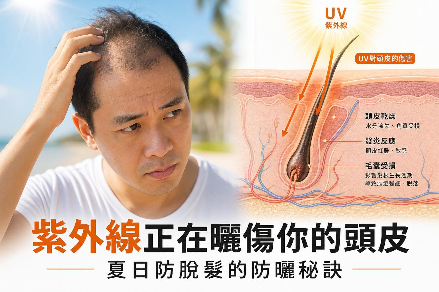 紫外線正在曬傷你的頭皮 夏日防脫髮防曬秘訣
