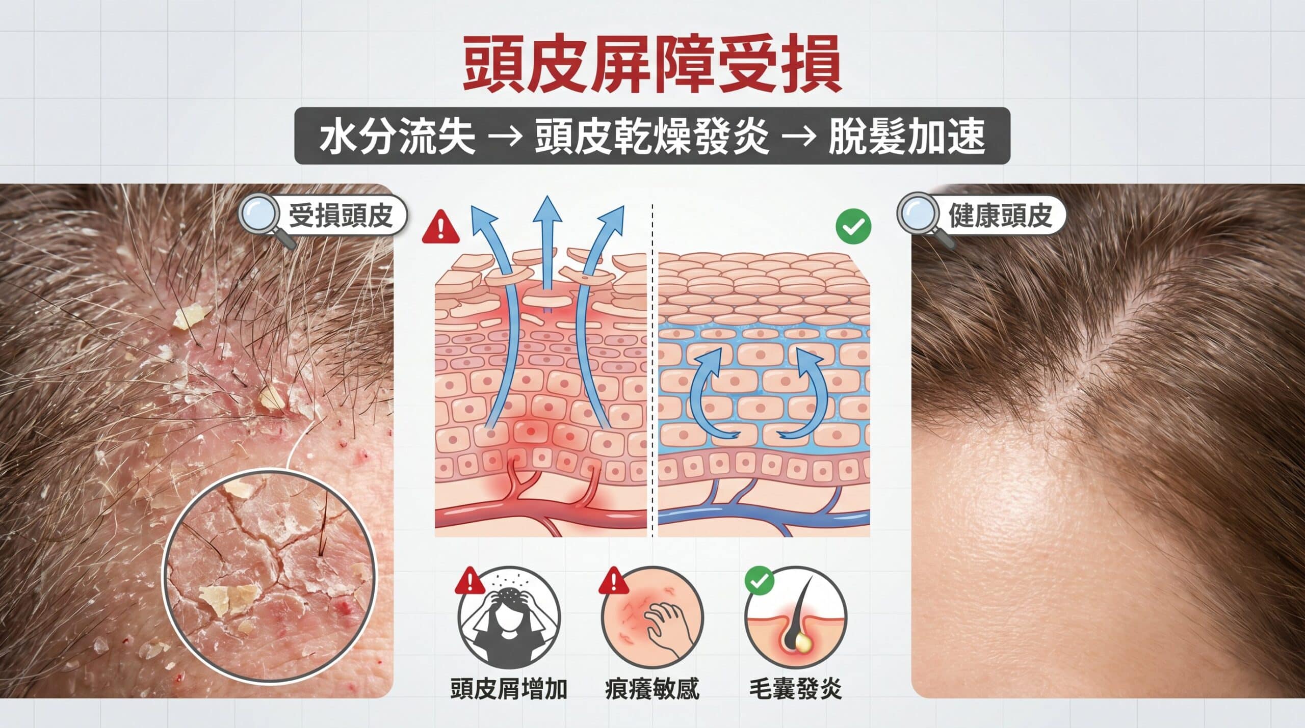 頭皮皮脂膜：健康屏障 vs 受損屏障