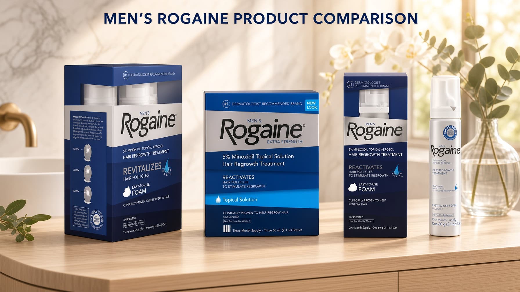 ROGAINE 男士5%液體與Foam泡沫使用方式選購比較